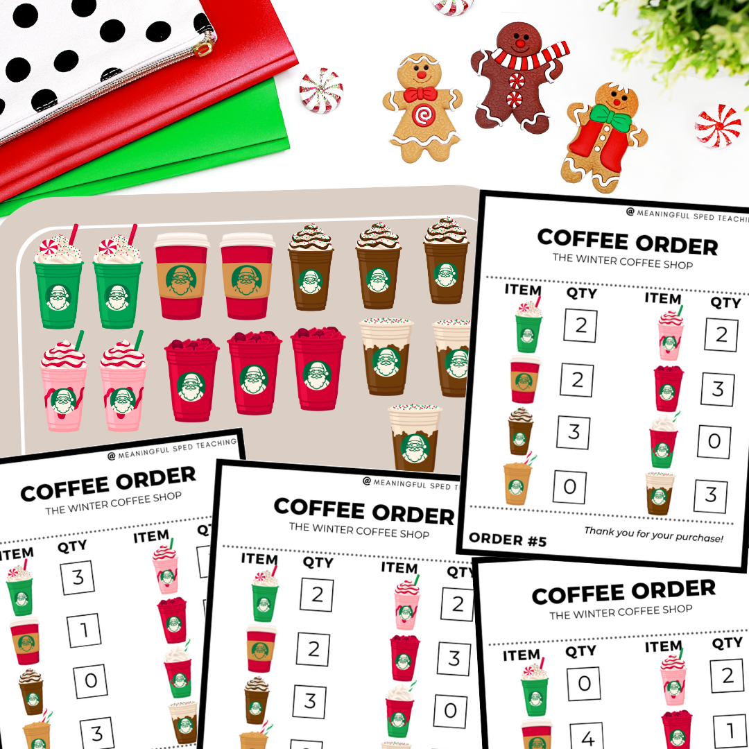 Winter Holiday Life Skills Fill the Coffee Order Vocational Special Education