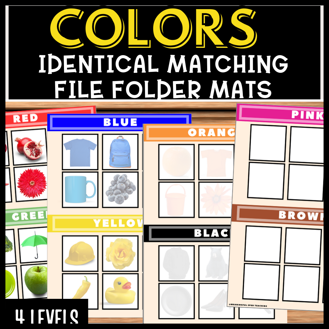 Color Identification Sort By Color File Folder Mats for Special Education