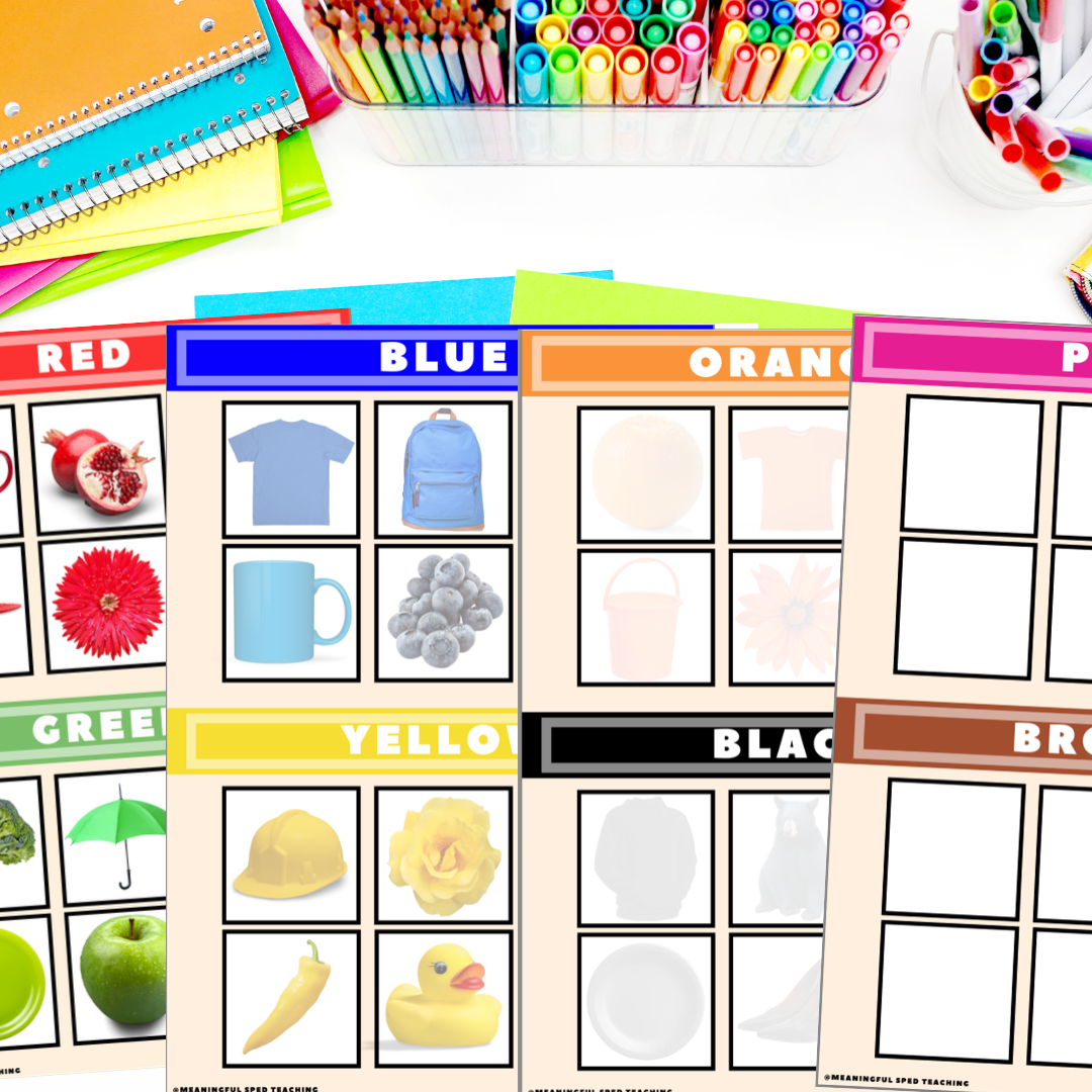 Color Identification Sort By Color File Folder Mats for Special Education