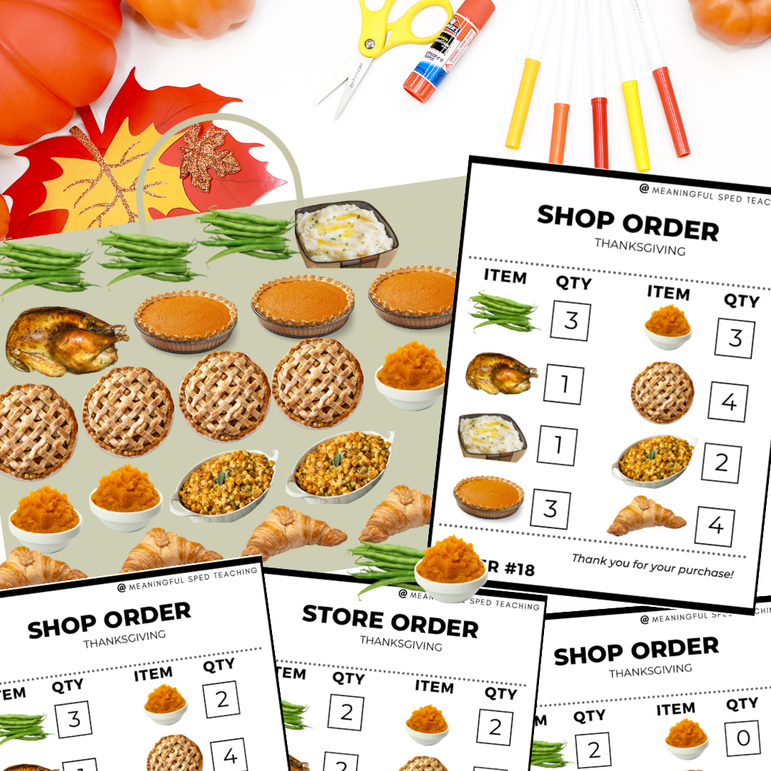 Thanksgiving Life Skills Fill the Shopping Order Vocational Special Education