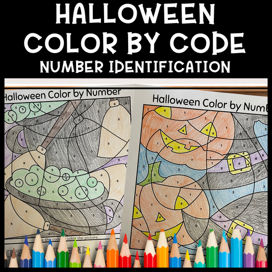 Halloween Numbers Color by Code Printable Worksheets