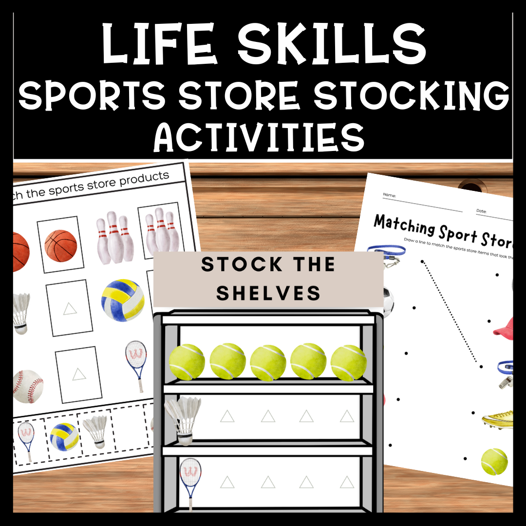 Life Skills Stock the Shelves Activities and Worksheets Sports Store