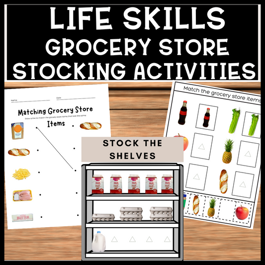 Life Skills Stock the Shelves Activities and Worksheets Grocery Store