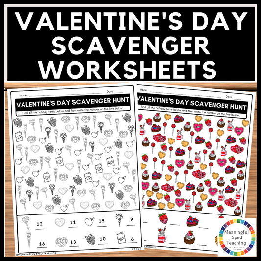 Valentine's Day Scavenger Hunt Seek and Find Activity Printable