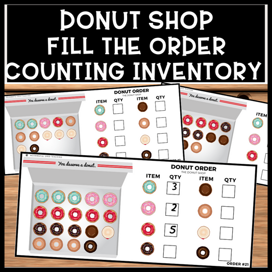 Life Skills Fill the Order Donut Shop Inventory Counting Vocational Activity