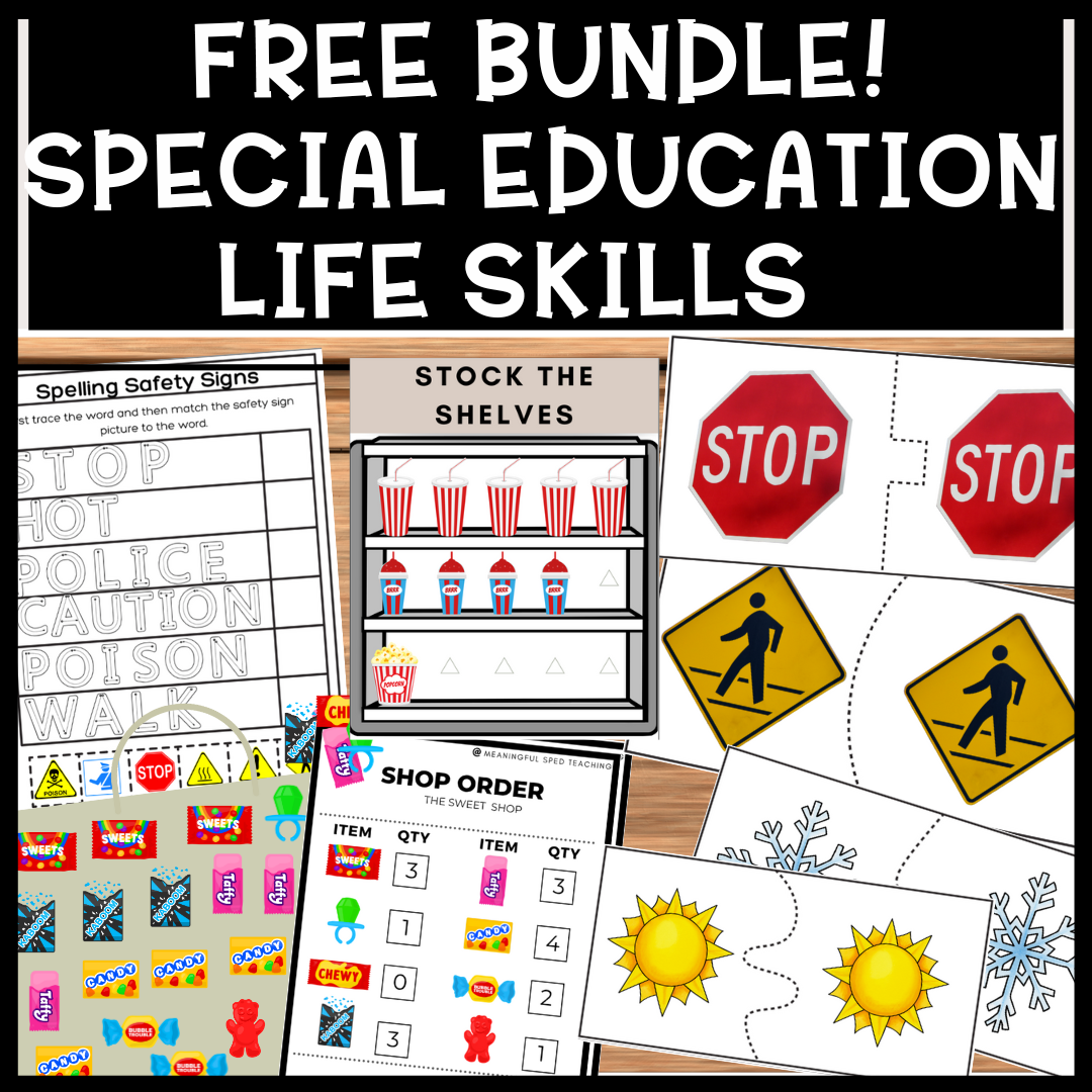 Special Education Vocational Life Skills Printable Activities FREE BUNDLE!