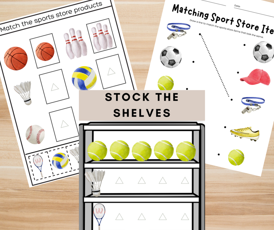 Life Skills Sports Store Filling Orders Money Addition Stock the Shelves Bundle