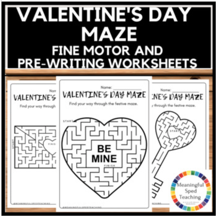 Valentine's Day Mazes: Fine Motor and Pre-Writing Printable Worksheet